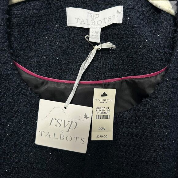 RSVP By Talbots Lurex Metallic Tweed Jacket NWT Women's Sz 20W Navy Blue Elegant - Picture 4 of 6